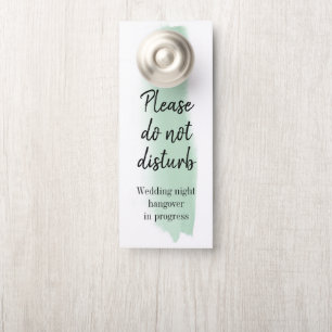 Affichette De Porte Émeraude Aquarelle Brush Strot Ne Disturbe Pas