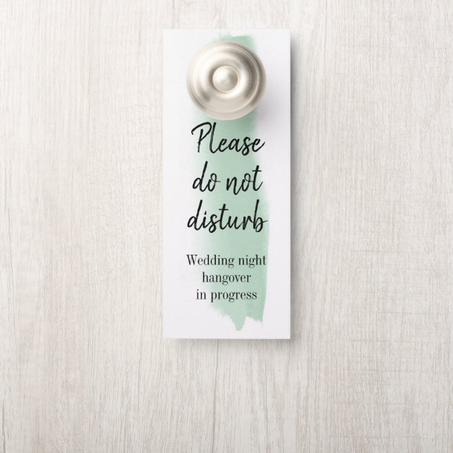 Affichette De Porte Émeraude Aquarelle Brush Strot Ne Disturbe Pas (Sur le bouton)