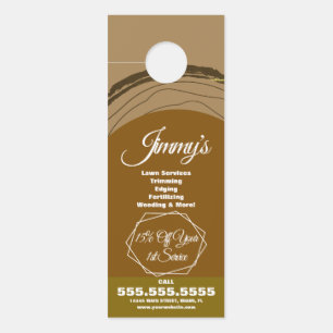Affichette De Porte Entreprise de services de pelouse d'arbre Log Logo