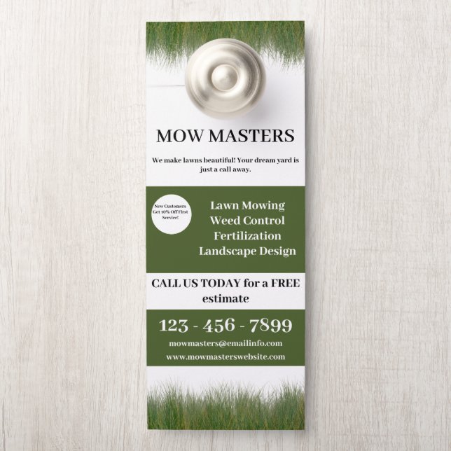 Affichette De Porte Entreprises modernes de soins de pelouse (Sur le bouton)
