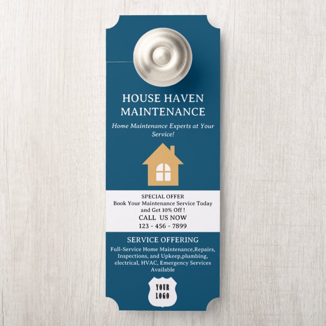 Affichette De Porte Entretien professionnel à domicile (Sur le bouton)