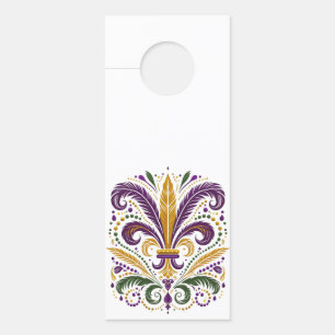 Affichette De Porte Fleur de lis jaune et vert violet
