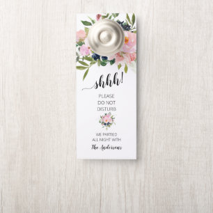 Affichette De Porte Floral rose et bleu