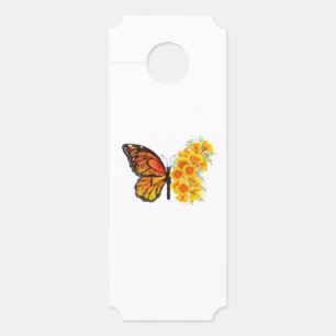 Affichette De Porte Flower Butterfly with Yellow California Poppy