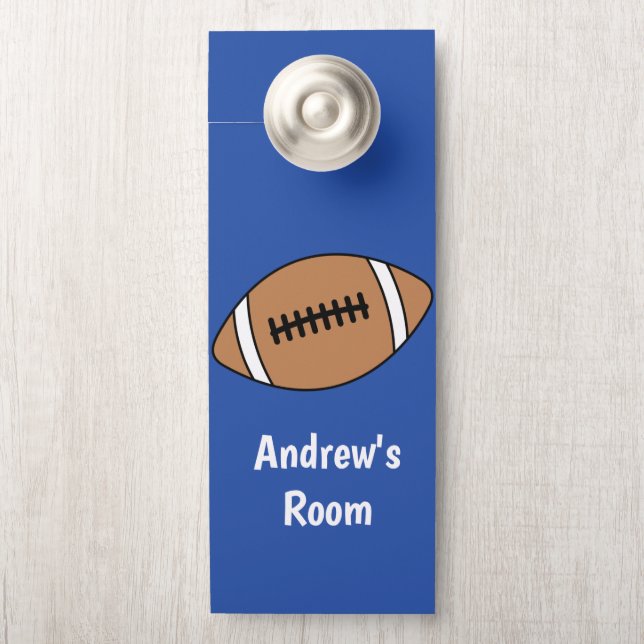 Affichette De Porte Football bleu personnalisé (Sur le bouton)