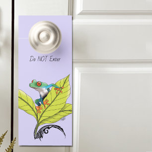 Affichette De Porte Grenouille à arbre rouge