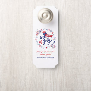 Affichette De Porte Happy 4 juillet Bonjour été   Immobilier