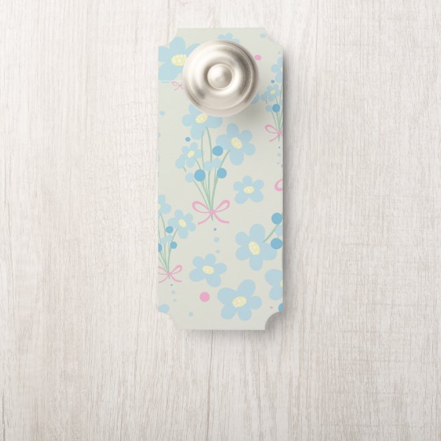 Affichette De Porte Harmonie bleu et rose doux (Sur le bouton)