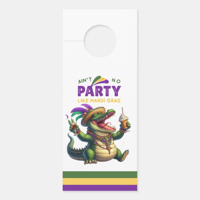 Affichette De Porte Heureux Mardi Gras Alligator (Devant)