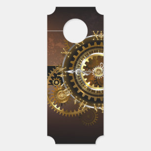 Affichette De Porte Horloge Steampunk avec des engrenages anciens