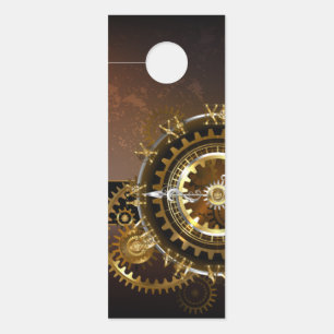 Affichette De Porte Horloge Steampunk avec des engrenages anciens