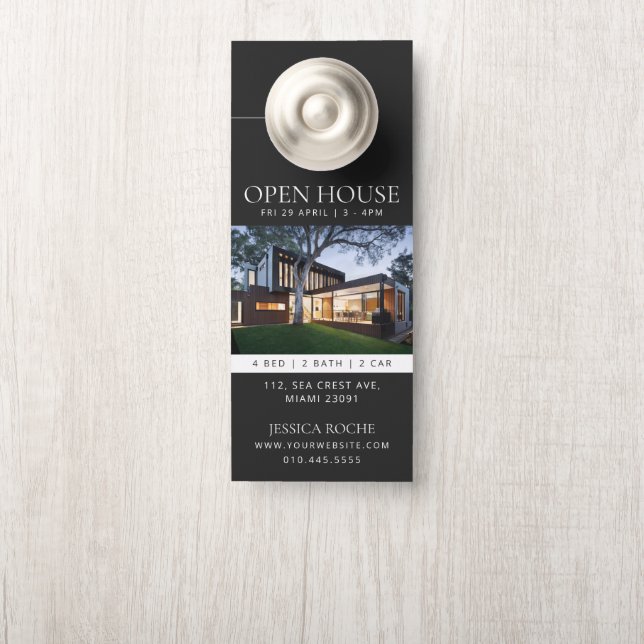 Affichette de porte immobilier de luxe | Open Hous (Sur le bouton)