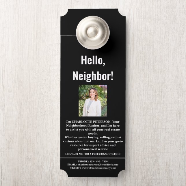 Affichette De Porte Introduction de l'agent immobilier moderne (Sur le bouton)