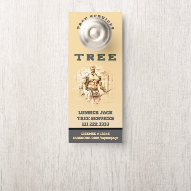 Affichette De Porte *~* Jaune Jack TREE Tree Services Porte QR (Sur le bouton)
