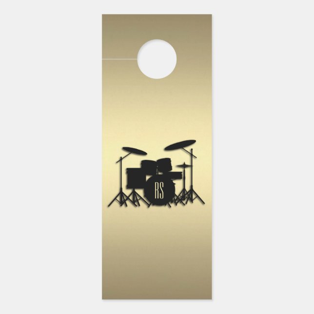 Affichette De Porte Jeu de tambour monogramme or (Devant)
