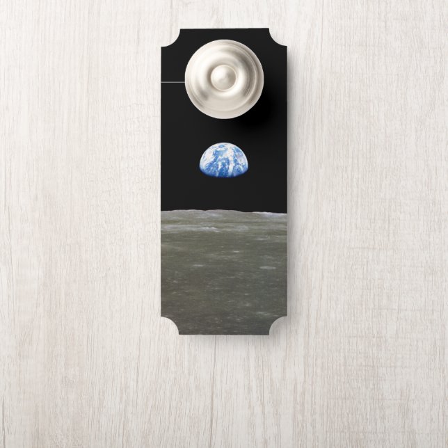 Affichette De Porte La Terre de Lune dans l'espace noir (Sur le bouton)