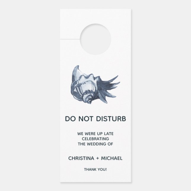 Affichette De Porte Le coquillage bleu | Invité Mariage (Devant)