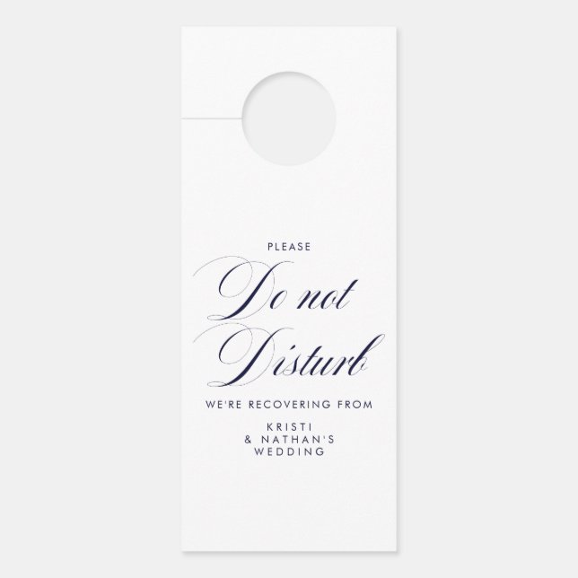 Affichette De Porte L'Elégante Marine & Mariage Blanc Ne Disturbe Pas (Devant)