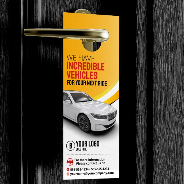 Affichette De Porte Location de voiture Jaune Professionnel Location d (Créateur téléchargé)