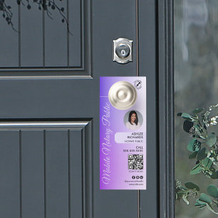 Affichette De Porte Logo de photo de dégradé de script violet QR Notai