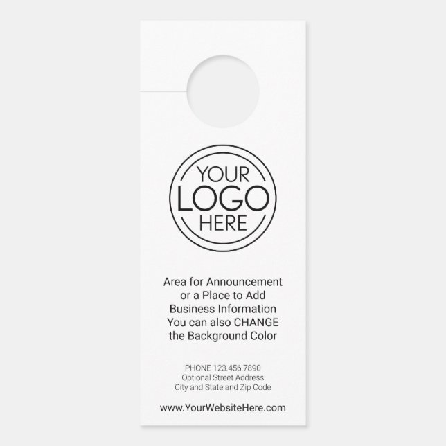 Affichette De Porte Logo d'entreprise avec Faire-part et coordonnées (Devant)