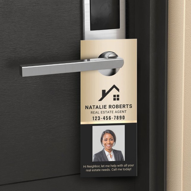 Affichette De Porte Logo personnalisé de l'agent immobilier Realtor Or (Créateur téléchargé)