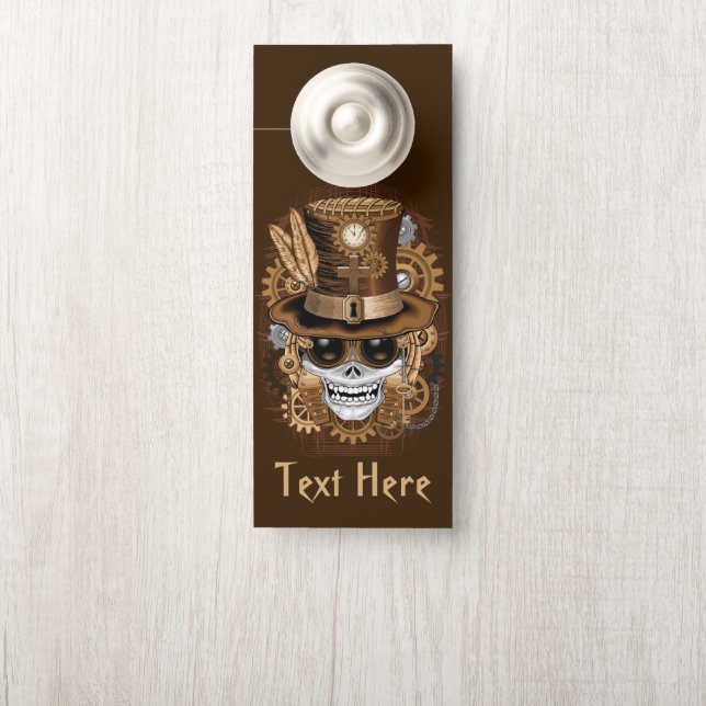Affichette De Porte Machine rétro Voodoo à vapeur crâne (Sur le bouton)
