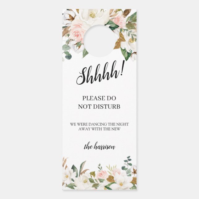 Affichette De Porte Magnolia Floral Mariage Bienvenue Ne Disturbe Pas (Devant)