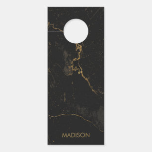 Affichette De Porte Marbre noir or