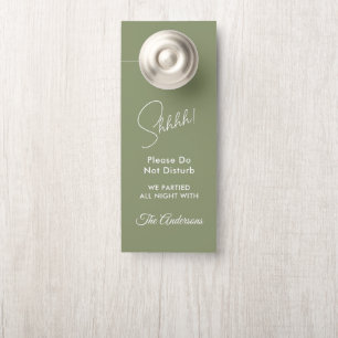 Affichette de porte Mariage blanc Sage Green