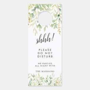 Affichette De Porte Mariage botanique du feuillage vert