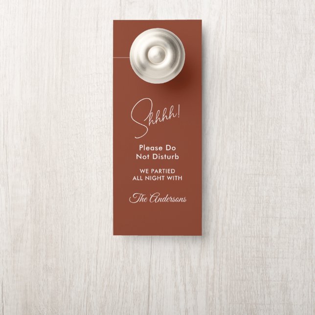 Affichette De Porte Mariage Brown en terre cuite blanc (Sur le bouton)
