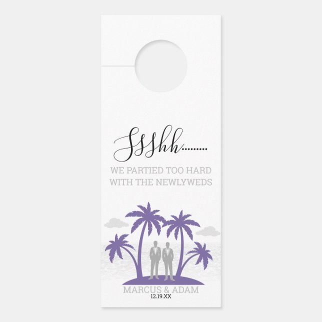 Affichette De Porte Mariage de plage violet de chambres (Devant)
