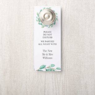 Affichette De Porte Mariage Élégant Eucalytpus frais Ne Dérangez Pas