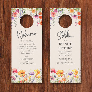 Affichette De Porte Mariage Fleur sauvage coloré Shhh ne dérange pas
