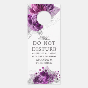 Affichette De Porte Mariage Floral Aquarelle Prune et Nuit