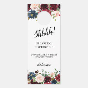 Affichette De Porte Mariage Floral Bourgogne Bienvenue Ne Disturbez Pa