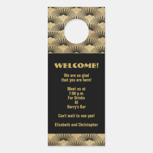 Affichette De Porte Mariage Gold Art Deco Bienvenue Événement Iteneary
