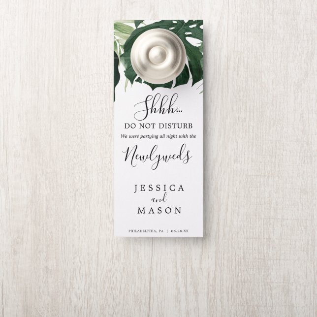 Affichette de porte Mariage Tropical Ne Disturbe P (Sur le bouton)