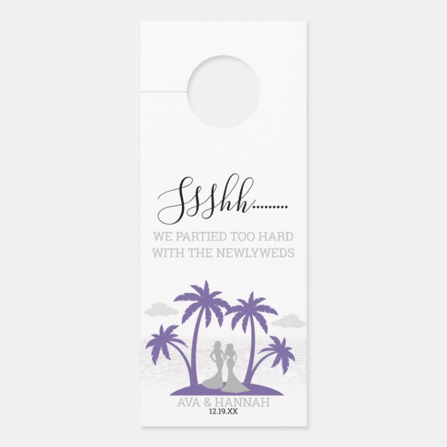 Affichette De Porte Mariages de plage violet de mariées (Devant)