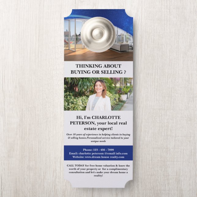 Affichette De Porte Marketing immobilier ou agent immobilier (Sur le bouton)