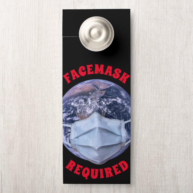 Affichette De Porte Masque de visage requis (Sur le bouton)