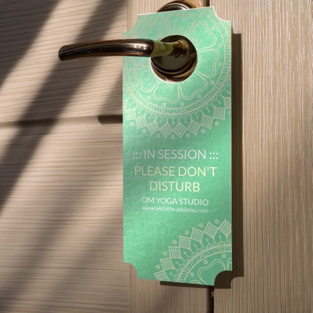 Affichette De Porte Méditation Yoga Instructeur Green Gold Foil Mandal (Créateur téléchargé)