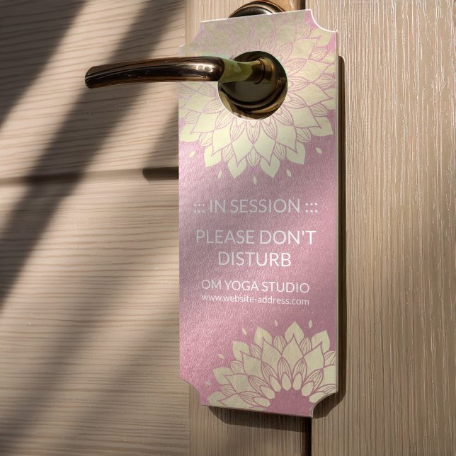 Affichette De Porte Méditation Yoga Instructeur Rose Gold Mandala Lotu (Créateur téléchargé)