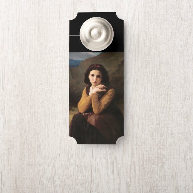 Affichette De Porte Mignon Innocence d'une adolescente, Bouguereau (Sur le bouton)
