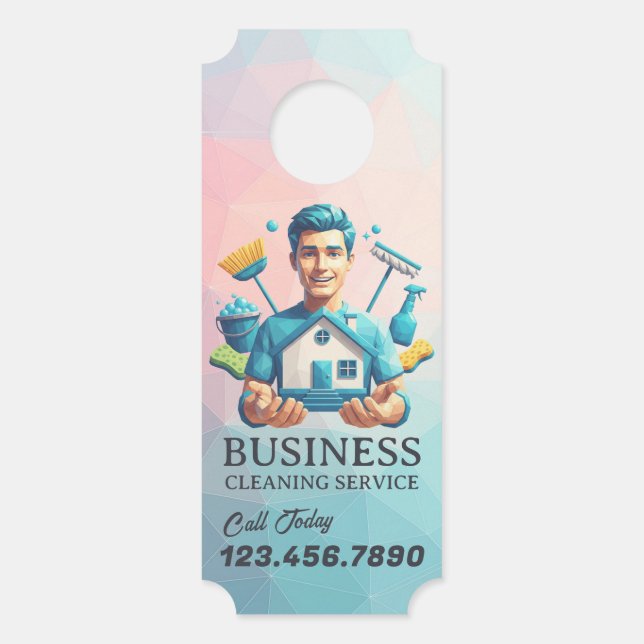 Affichette De Porte Modern House Cleaning Maid Service Housekeeping (Devant)