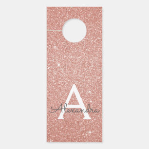 Affichette De Porte Monogramme rose d'étincelle de parties