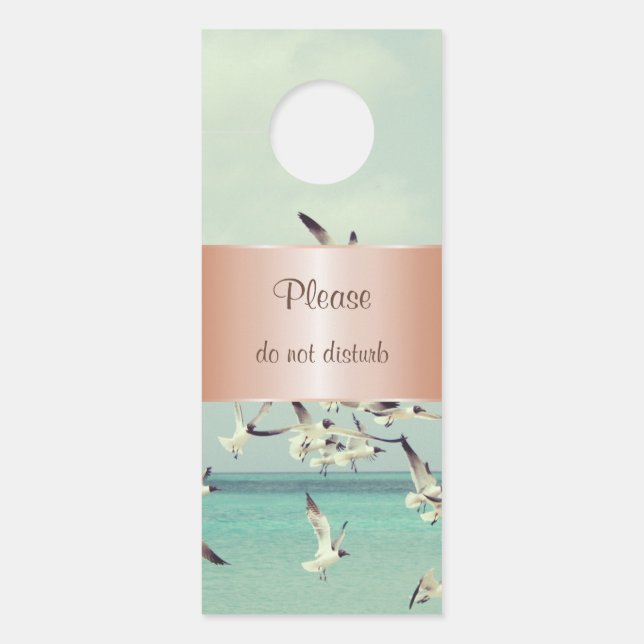 Affichette De Porte Mouettes Rose Gold Mint (Devant)