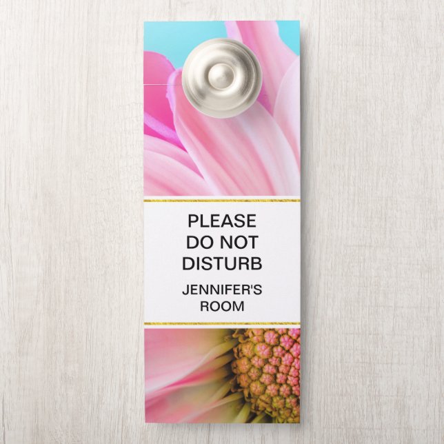 Affichette De Porte Ne Dérangez Pas Belle Photo Fleur Rose (Sur le bouton)