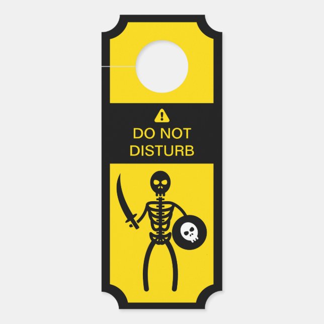 Affichette De Porte Ne pas déranger Attention Guerrier Squelette (Devant)